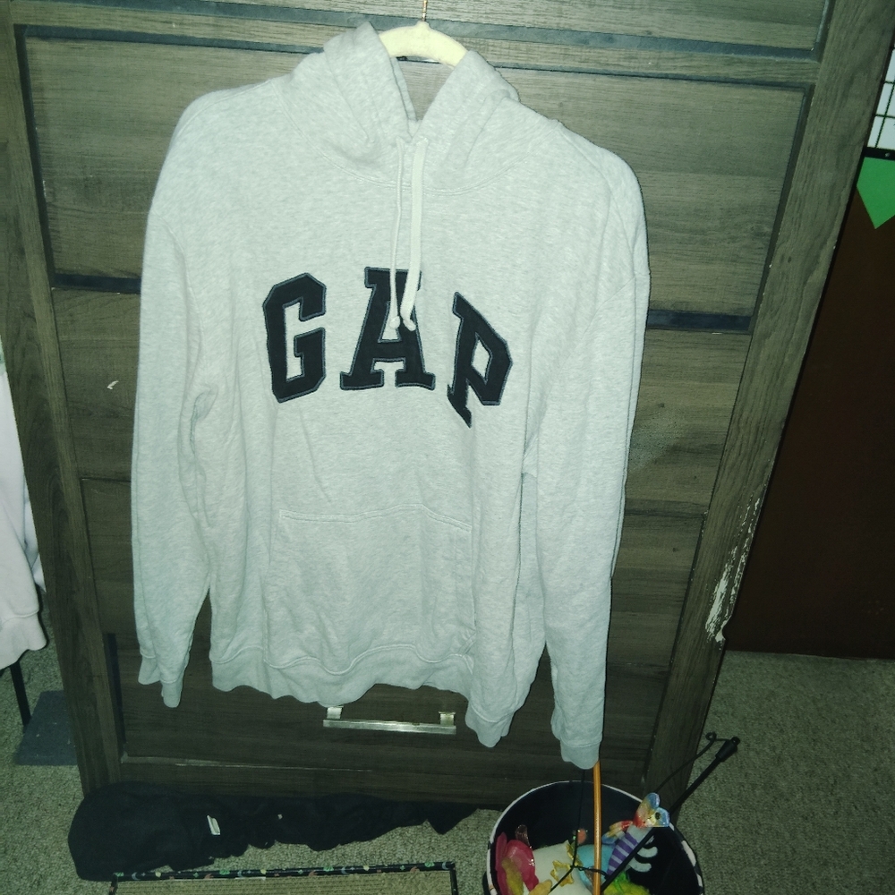 GAP Y2K Grey Pullover Hooded Sweatshirt - Large